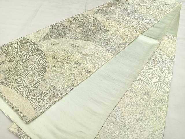 平和屋着物◎六通柄袋帯　唐織　飾花文　銀糸　正絹　逸品　BAAX0019qw