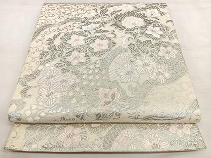 平和屋着物◎六通柄袋帯　唐織　道長更紗錦文　銀糸　正絹　逸品　BAAX0025qw