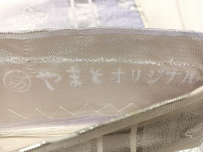 平和屋着物◎両面　全通柄袋帯　やまとオリジナル　亀甲花文　銀糸　正絹　逸品　BAAX0033qw
