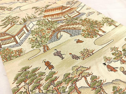 平和屋着物◎六通柄袋帯　唐織　人物文　金糸　正絹　逸品　BAAX0037qw