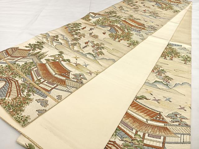 平和屋着物◎六通柄袋帯　唐織　人物文　金糸　正絹　逸品　BAAX0037qw