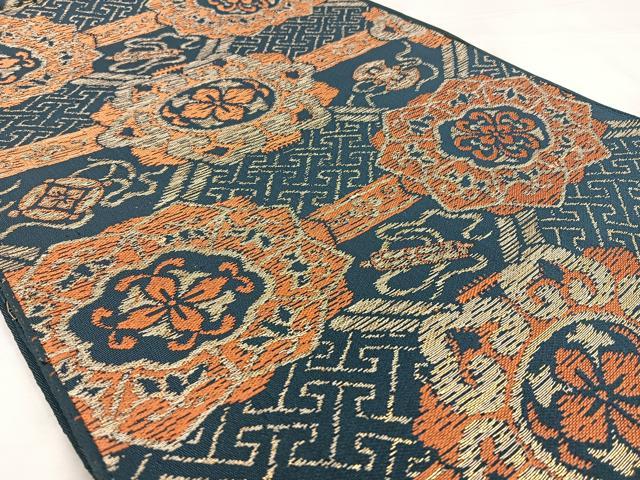 平和屋着物◎六通柄　京袋帯　本袋帯　吉祥花文　金糸　正絹　逸品　BAAX0040qw