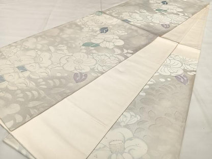 平和屋着物◎六通柄袋帯　唐織　銀糸　正絹　逸品　BAAX0041qw