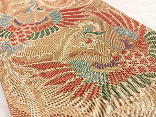 平和屋着物◎西陣　六通柄袋帯　鳳凰　金糸　証紙付き　正絹　逸品　BAAX0042qw