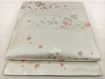 平和屋着物◎佐賀錦　六通柄袋帯　箔散らし　銀糸　正絹　逸品　BAAX0045qw