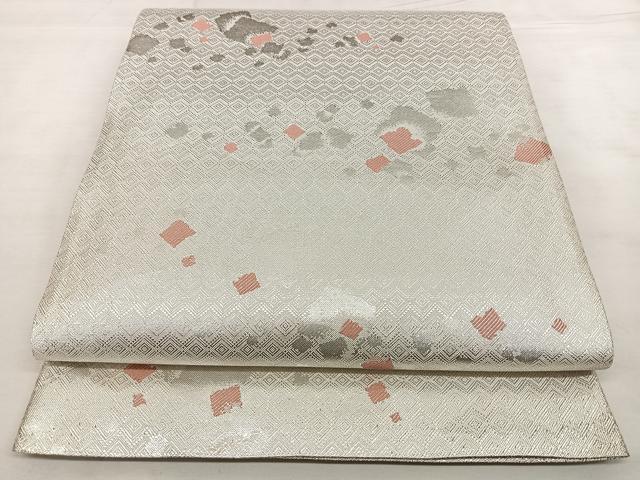 平和屋着物◎佐賀錦　六通柄袋帯　箔散らし　銀糸　正絹　逸品　BAAX0045qw
