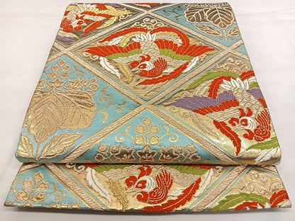 平和屋着物◎六通柄袋帯　唐織　都緞子　金銀糸　正絹　逸品　BAAX0046qw