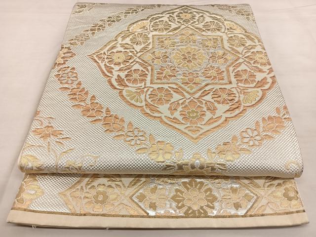 平和屋着物◎六通柄袋帯　花菱文　金銀糸　正絹　逸品　BAAX0053qw