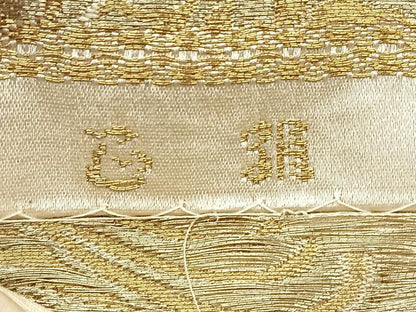平和屋着物◎六通柄袋帯　唐織　立波文　金糸　正絹　逸品　BAAX0057qw