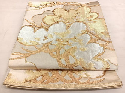 平和屋着物◎西陣　服部織物謹製　六通柄袋帯　唐織　白鳥緞子　松文　金銀糸　正絹　逸品　BAAX0062qw