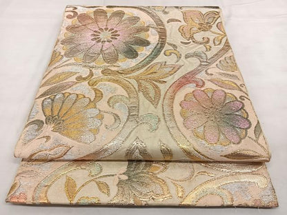 平和屋着物◎六通柄袋帯 花唐草文 金銀糸 正絹 逸品 BAAX0066qw