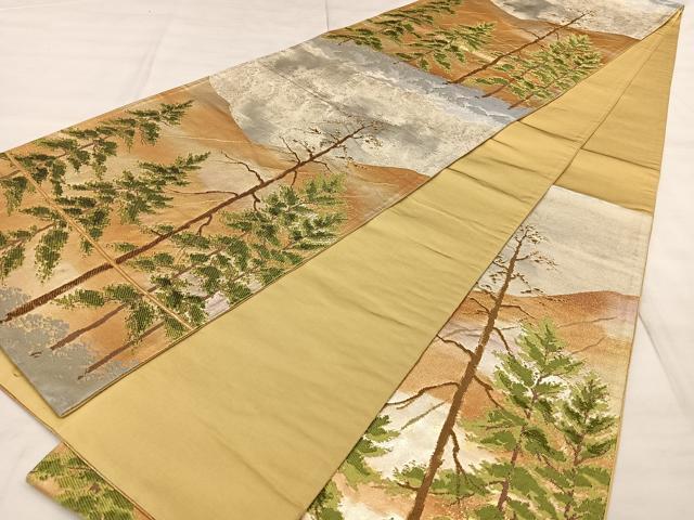 平和屋着物◎六通柄袋帯 唐織 樹林文 引箔 正絹 逸品 BAAX0072qw