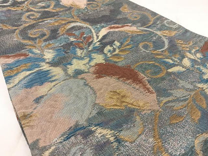 平和屋着物◎六通柄袋帯 ふくれ織 桐唐草文 金糸 正絹 逸品 BAAX0073qw