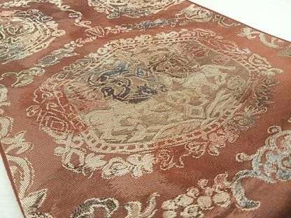 平和屋着物◎六通柄袋帯　狩猟文　金糸　正絹　逸品　BAAX0086qw