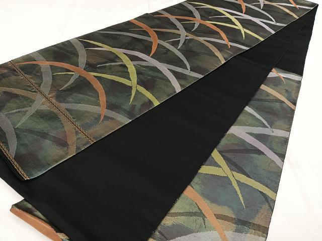 平和屋着物◎西陣　服部織物謹製　六通柄袋帯　こはく錦　芝草文　金銀糸　正絹　逸品　BAAX0092qw