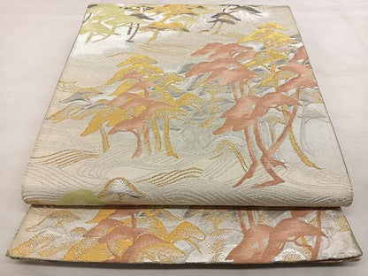 平和屋着物◎六通柄袋帯 唐織 浜松文 金銀糸 正絹 逸品 BAAX0099qw