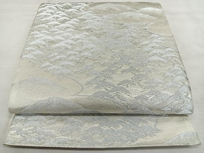 平和屋着物◎六通柄袋帯 唐織 浜松文 銀糸 正絹 逸品 BAAX0115qw