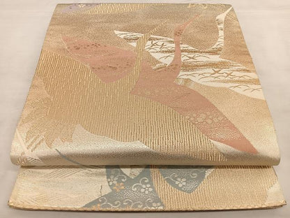 平和屋着物◎六通柄袋帯 唐織 飛鶴文 金銀糸 正絹 逸品 BAAX0124qw