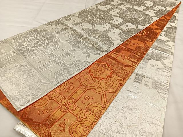 平和屋着物◎本佐賀錦 両面 全通柄袋帯 蜀江天平華文 金銀糸 正絹 逸品 BAAX0138qw