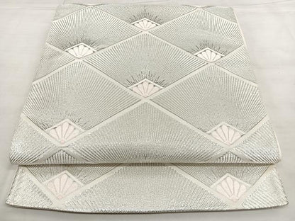 平和屋着物◎六通柄袋帯 唐織 松葉菱文 銀糸 正絹 逸品 BAAX0143qw