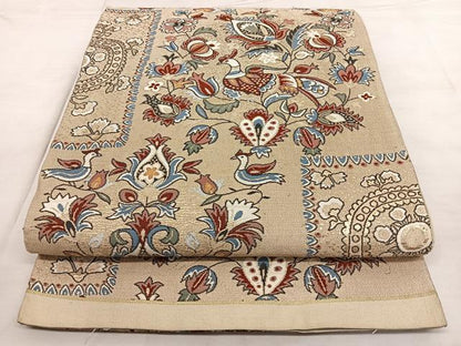 平和屋着物◎六通柄　本袋帯　更紗花鳥文　金糸　正絹　逸品　BAAX0148qw