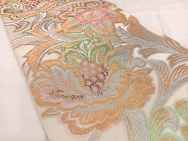 平和屋着物◎六通柄 本袋帯 唐織 更紗花文 金銀糸 正絹 逸品 BAAX0157qw
