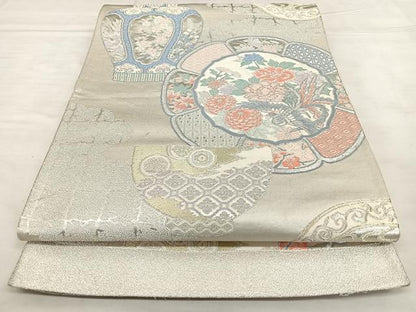 平和屋着物◎西陣　六通柄袋帯　唐織　陶器文　金銀糸　正絹　逸品　BAAX0164qw