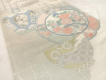 平和屋着物◎西陣　六通柄袋帯　唐織　陶器文　金銀糸　正絹　逸品　BAAX0164qw