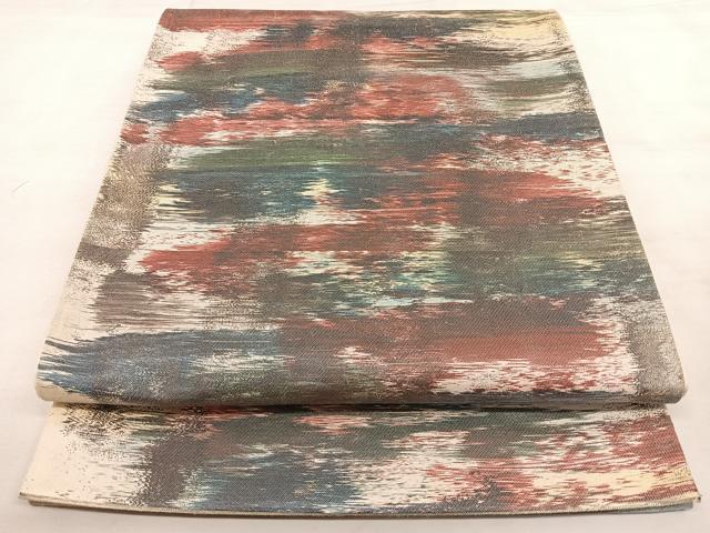 平和屋着物◎六通柄袋帯　霞文　正絹　逸品　BAAX0168qw