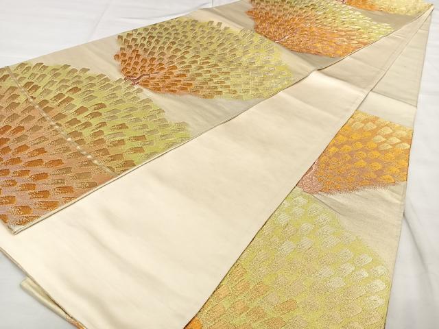 平和屋着物◎六通柄袋帯　唐織　孔雀文　金糸　正絹　逸品　BAAX0187qw