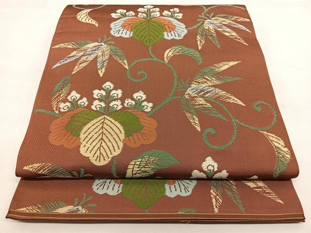 平和屋着物◎六通柄　京袋帯　本袋帯　唐織　桐唐草文　正絹　逸品　BAAX0194qw
