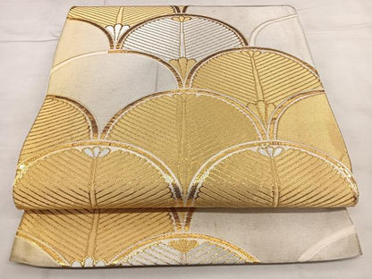 平和屋着物◎六通柄　京袋帯　唐織　松葉青海波　金銀糸　正絹　逸品　BAAX0195qw