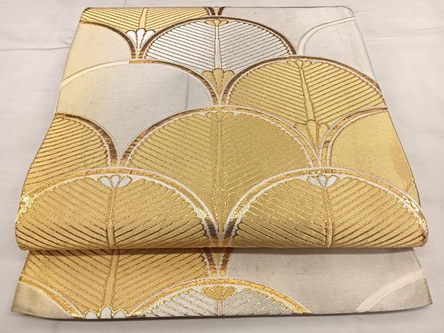 平和屋着物◎六通柄　京袋帯　唐織　松葉青海波　金銀糸　正絹　逸品　BAAX0195qw