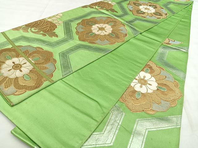 平和屋着物◎六通柄袋帯　唐織　　亀甲花文　金銀糸　正絹　逸品　BAAX0200qw