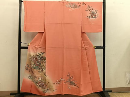 平和屋着物■訪問着 陶器花文 暈し染め 金彩 正絹 逸品 BAAX0206mz
