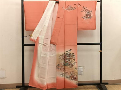 平和屋着物■訪問着 陶器花文 暈し染め 金彩 正絹 逸品 BAAX0206mz
