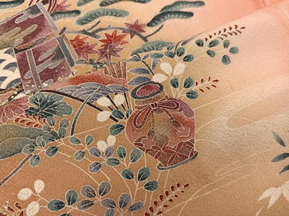 平和屋着物■訪問着 陶器花文 暈し染め 金彩 正絹 逸品 BAAX0206mz