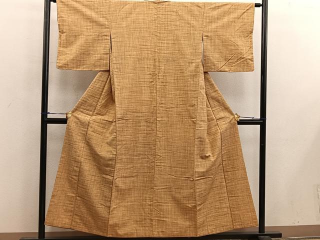 平和屋着物■上質な紬 格子柄 正絹 逸品 BAAX0222mz