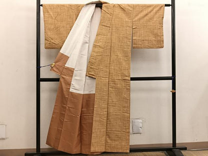 平和屋着物■上質な紬 格子柄 正絹 逸品 BAAX0222mz