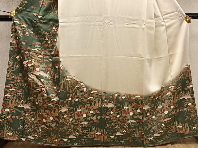 平和屋着物■訪問着 駒刺繍 菊花文 暈し染め 金彩 正絹 逸品 BAAX0232mz