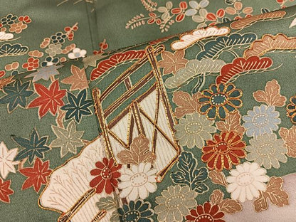 平和屋着物■訪問着 駒刺繍 菊花文 暈し染め 金彩 正絹 逸品 BAAX0232mz