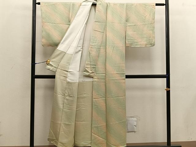 平和屋着物■上質な小紋 斜線文 暈し染め 正絹 逸品 未使用 BAAX0233mz