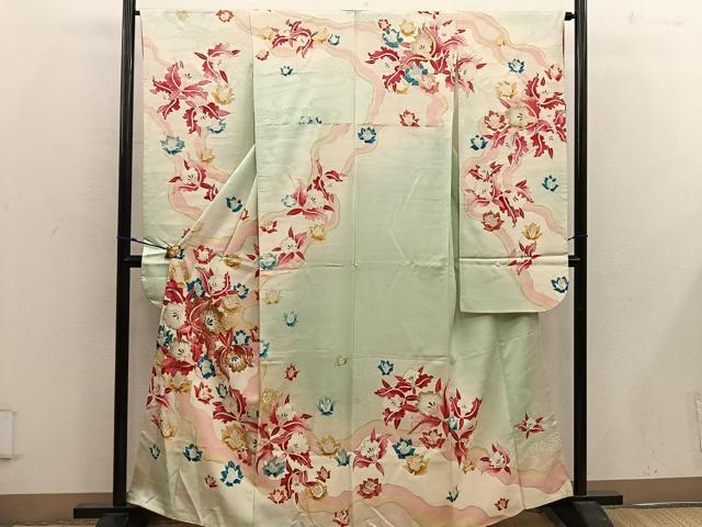 平和屋着物■豪華振袖　刺繍　カトレア　金銀彩　正絹　逸品　BAAX0240mz