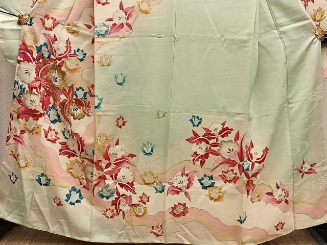 平和屋着物■豪華振袖　刺繍　カトレア　金銀彩　正絹　逸品　BAAX0240mz