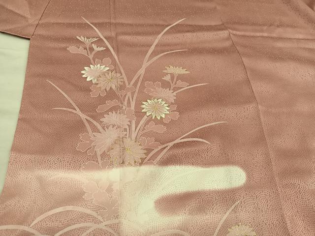 平和屋着物■訪問着　刺繍　菊花文　金彩　正絹　逸品　BAAX0241mz