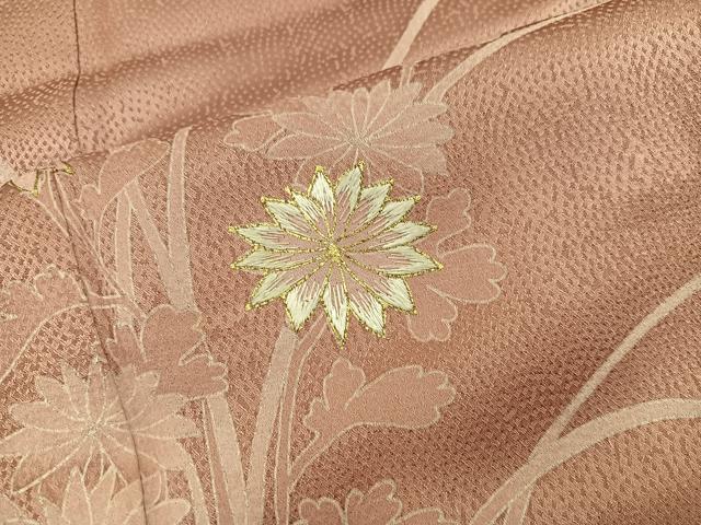 平和屋着物■訪問着　刺繍　菊花文　金彩　正絹　逸品　BAAX0241mz