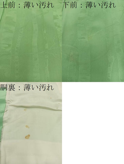 平和屋着物■上質な色無地 竹地紋 柳色 正絹 逸品 BAAX0243mz