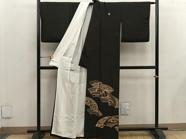 平和屋着物■豪華黒留袖 作家物 地紙重ね飛鶴花文 金彩 正絹 逸品 BAAX0245mz
