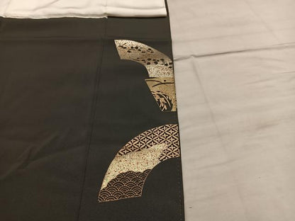 平和屋着物■豪華黒留袖 作家物 地紙重ね飛鶴花文 金彩 正絹 逸品 BAAX0245mz