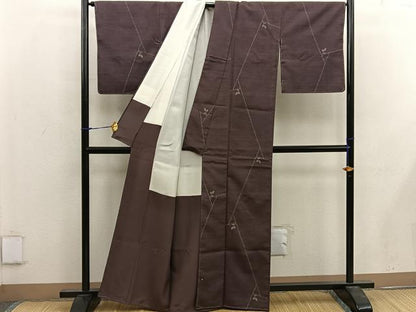 平和屋着物■上質な紬 幾何学文様 正絹 逸品 未使用 BAAX0246mz